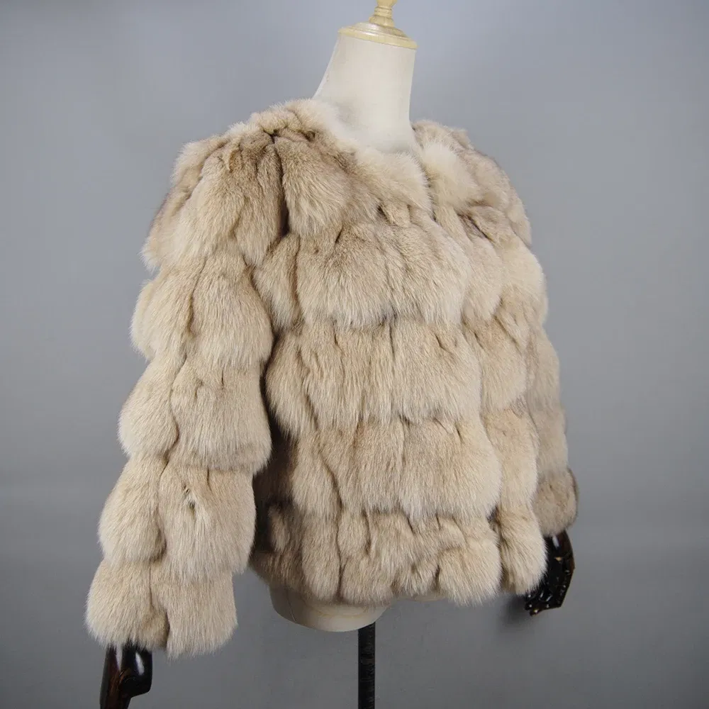 Color: Fuchsia, Size: S - 2025 New Style Real Fur Coat 100% Natural Fur Jacket Female Winter Warm Leather Fox Fur Coat High Quality Fur Vest