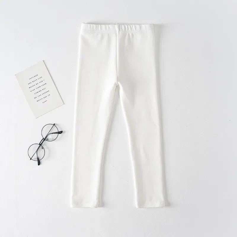 Color: black, Kid Size: 4 - Girls' Leggings Spring And Autumn Style 95 Cotton Female Baby Elastic Pants Children's Slim outer Wear Pants