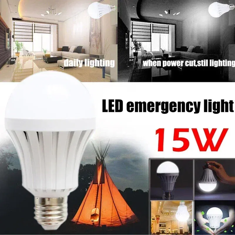 Wattage: 4.5 W, Ships From: CHINA - E27 Energy Saving Intelligent Emergency Rechargeable Lamp Household LED Bulb 15W LED Emergency Light Led Bulb Lighting Lamp