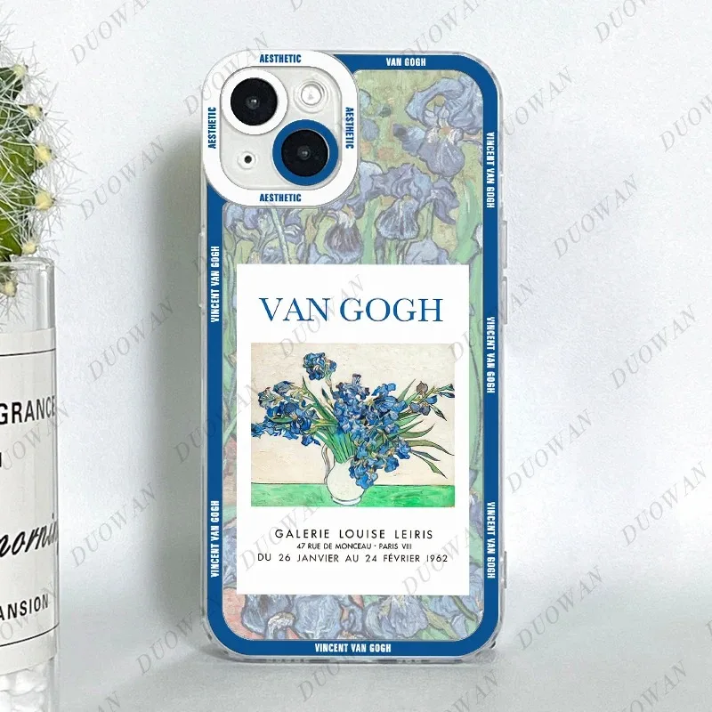 Color: Gold, Material: PVC - Van Gogh Oil Painting Phone Case For iPhone 11 12 13 14 15 16 Pro Max XR X XS Mini 8 7 Plus SE 2020 2022 Transparent Case