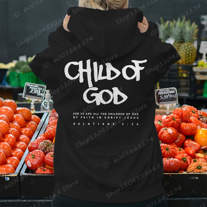 Color: green, Size: L - I Am A God Child Letter Print Hoodies Christian God Sweatshirts Hooded Pullover Pray The Lord Sweatshirt Women's Clothing