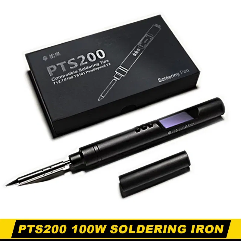 Color: GRAY, Ships From: CHINA - PTS200 Smart Electric Soldering Iron 100W Mini Portable Fast Heating Soldering Station Universal TS101/TS100 Soldering Iron Tip