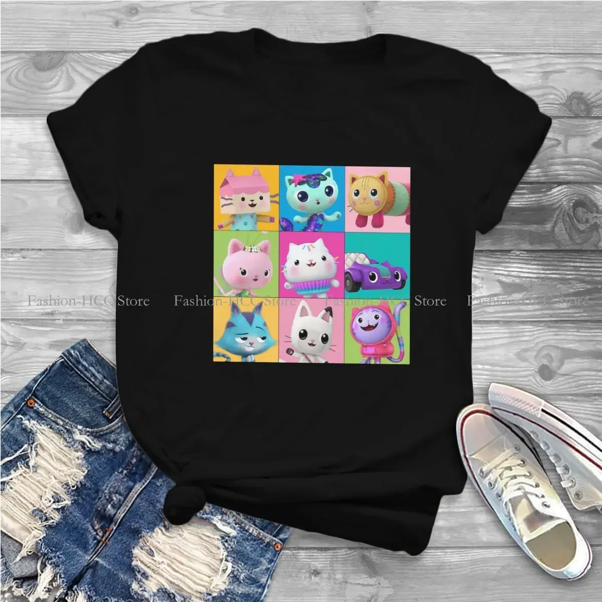 Color: WHITE, Size: L - Essential Style Polyester TShirt Gabby's Dollhouse Gabby Cartoon Comfortable Hip Hop Gift Idea T Shirt Stuff