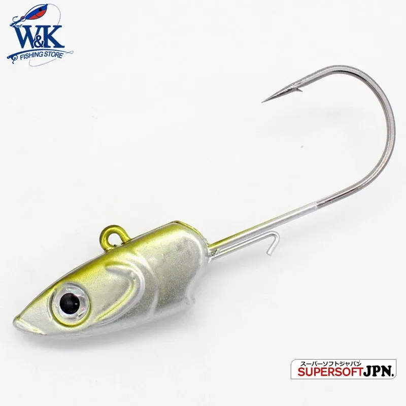 Color: light yellow - WK Strong 8/0 90g and 6/0 60g Jig Hooks Big Jig Head for Soft Lure Weighted Fishing Hooks Colorful JIGS