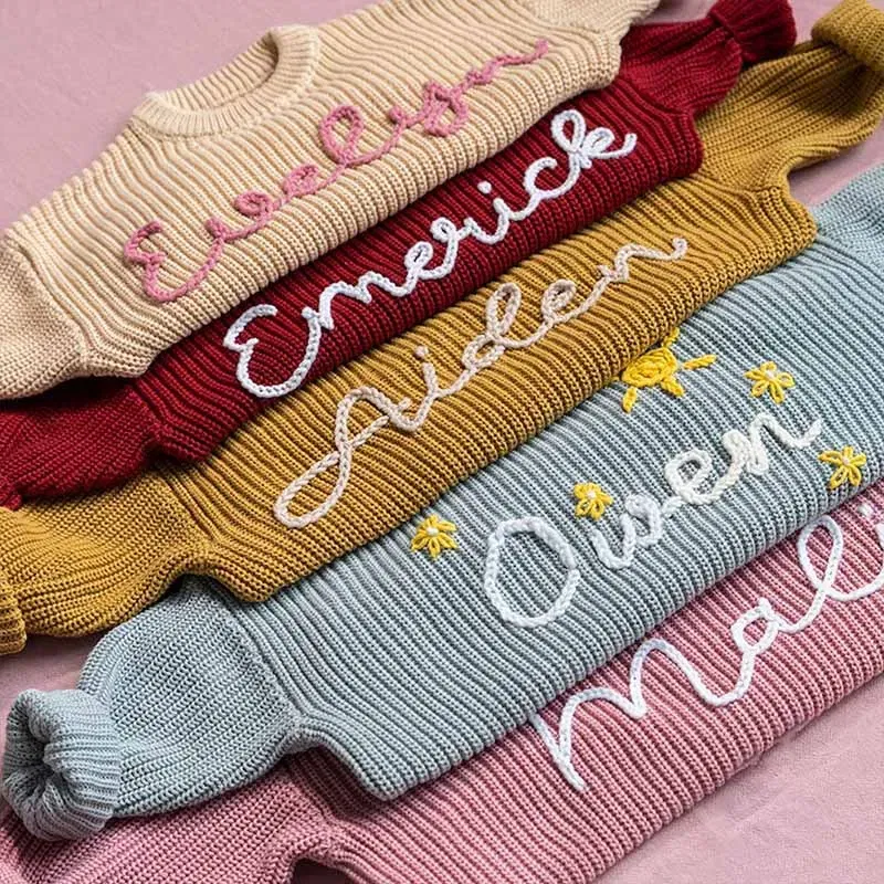 Color: Pink, Size: XXS, Age Range: 0-3M - Personalized sweaters for cherished babies.Celebrate your little one's name with unique, custom-made thick knitted sweaters
