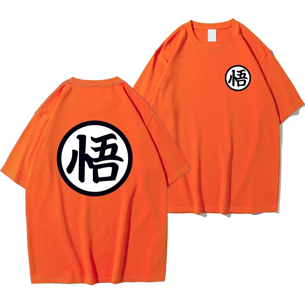 Color: Dark Grey, Size: L - Summer Fashion Anime Son Goku Cosplay T-shirt Cotton Short Sleeve Tops Tee Loose Oversized Casual T Shirts Men Harajuku Clothing