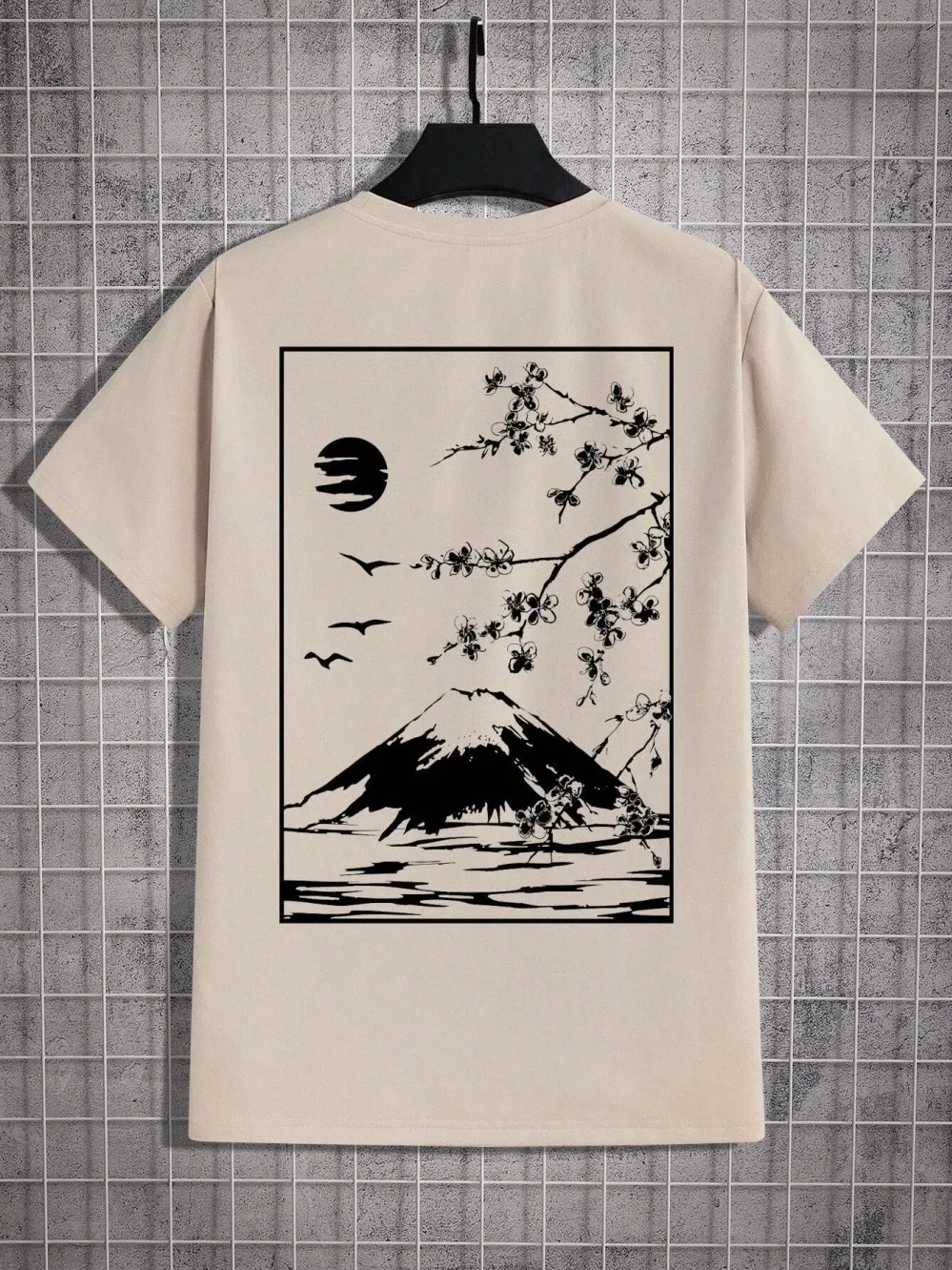 Color: Blue, Size: XXXL - Tokyo Sakura Mount Fuji Business Card T Shirt Men Fashion Tee Clothing Cotton Summer Casual Tops Hip Hop Loose Cotton T-Shirt