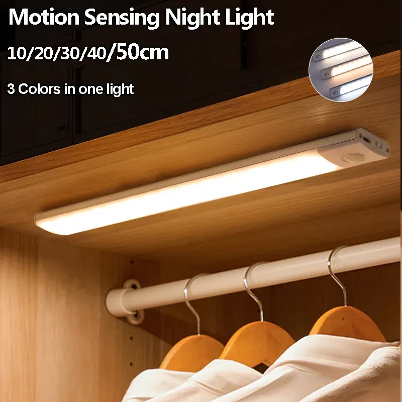 Emitting Color: Navy Blue - Under Cabinet Lights LED Motion Sensor Night Light Thin Rechargeable Dimmable Lamps Kitchen Cabinet Bedroom Wardrobe Lighting
