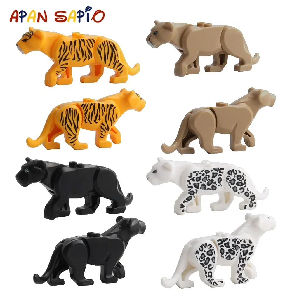 Color: Sky blue - Animal Building Blocks Model Crocodile Leopard Educational Games Figure Brick Toys for Children Kids