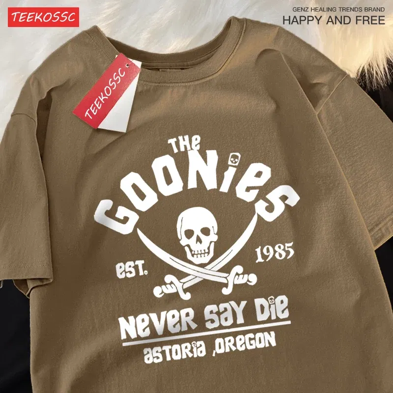 Color: army green, Size: XXXL - The Goonies Never Say Die T Shirts Men Women Comfortable Crewneck Tshirt Breathable Cotton T Shirts Street Loose Couple Clothing
