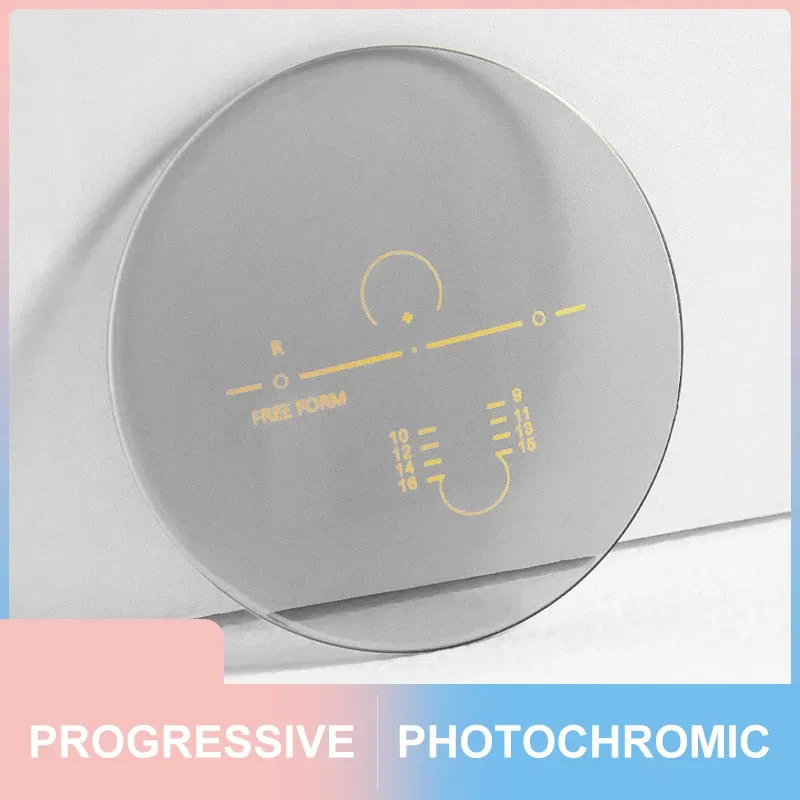 Lenses Color: Pink, Lens Index: 1.67 - Photochromic Free Form Progressive Optical Multifocal Prescription Lenses Fast and Deep Color Change Performance