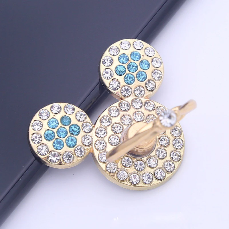 Color: WHITE - Cute Anime Mickey Mouse Minnie Phone Finger Ring Holder With Diamond Kawaii High Quality Mobile Stand For Iphone 13 14 Huawei