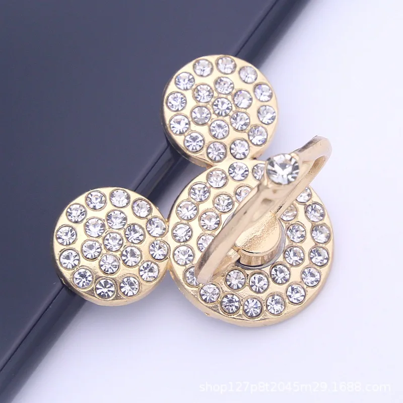 Color: WHITE - Cute Anime Mickey Mouse Minnie Phone Finger Ring Holder With Diamond Kawaii High Quality Mobile Stand For Iphone 13 14 Huawei