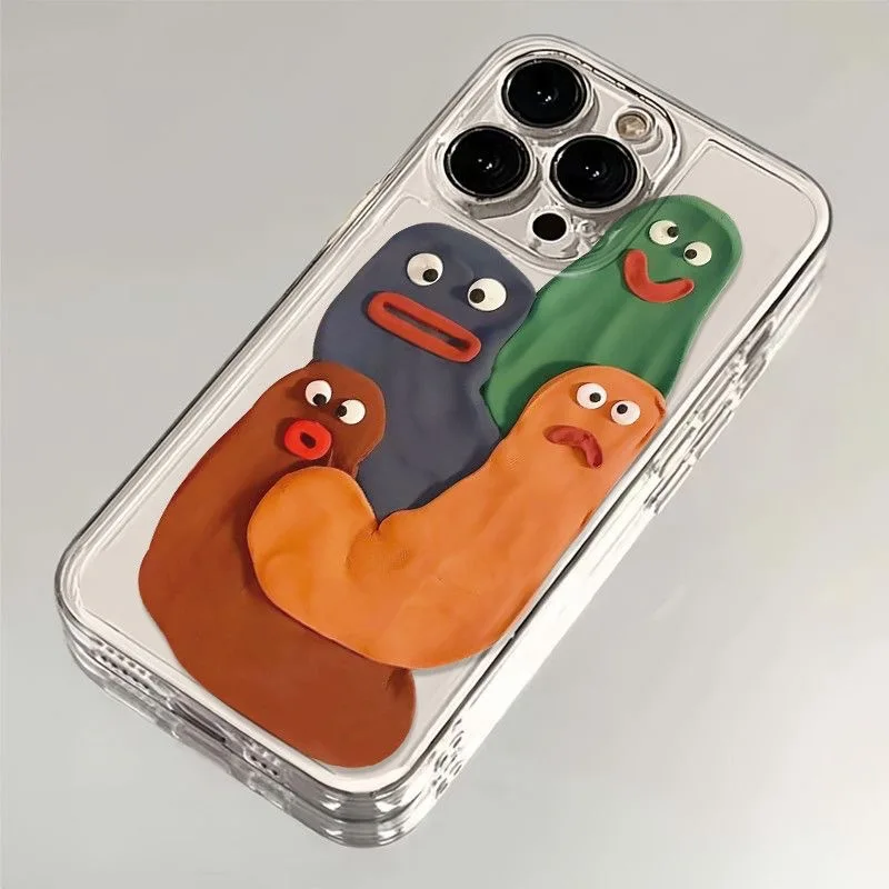 Color: Beige, Material: PVC - Funny Silly Putty Phone Case For iPhone 11 12 13 14 15 16 Pro Max XR X XS Mini 8 7 Plus SE 2020 Fashion Clear Case