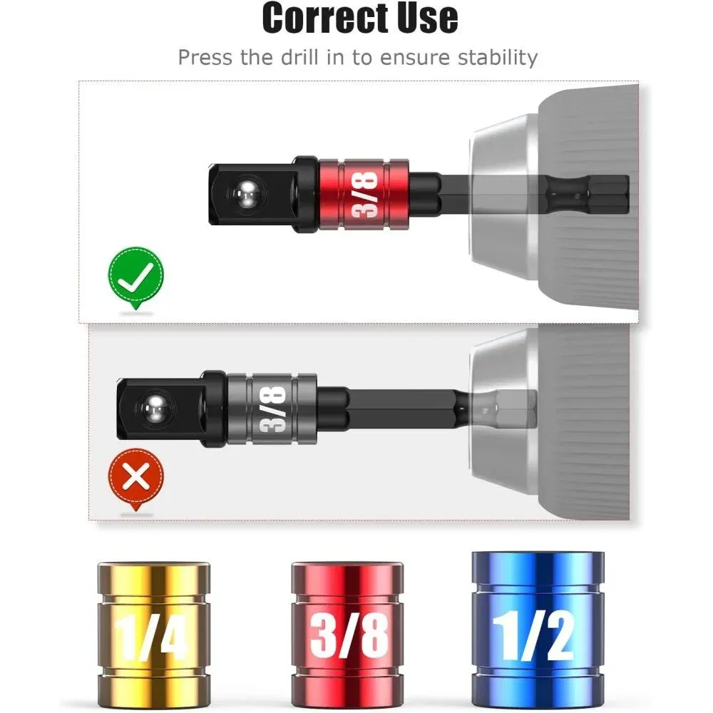 Color: Khaki - Impact Grade 105 Degree Angle Socket Adapter Power Hand Tool Part Driver Extension Set Screwdriver Holder Drill Nut Attachment