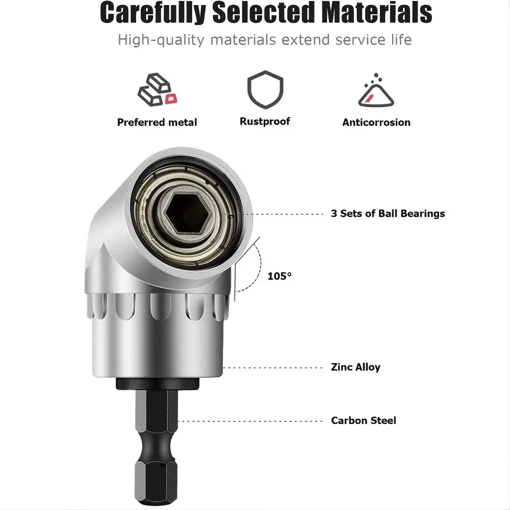 Color: Khaki - Impact Grade 105 Degree Angle Socket Adapter Power Hand Tool Part Driver Extension Set Screwdriver Holder Drill Nut Attachment