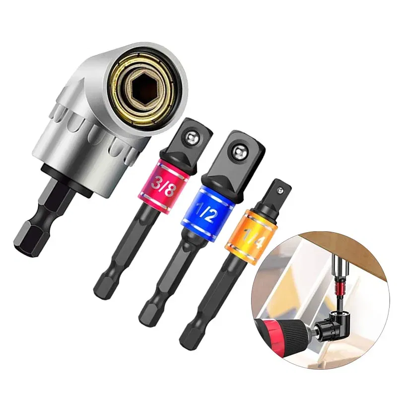 Color: Khaki - Impact Grade 105 Degree Angle Socket Adapter Power Hand Tool Part Driver Extension Set Screwdriver Holder Drill Nut Attachment