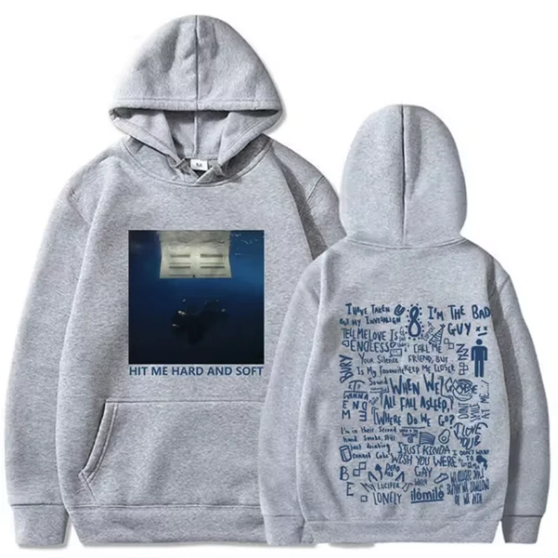 Color: black, Size: XL - 2024 Hit Me Hard and Soft Tour Hoodie Billie Hoodie Men's Hoodie Sudaderas Men's Casual Sports