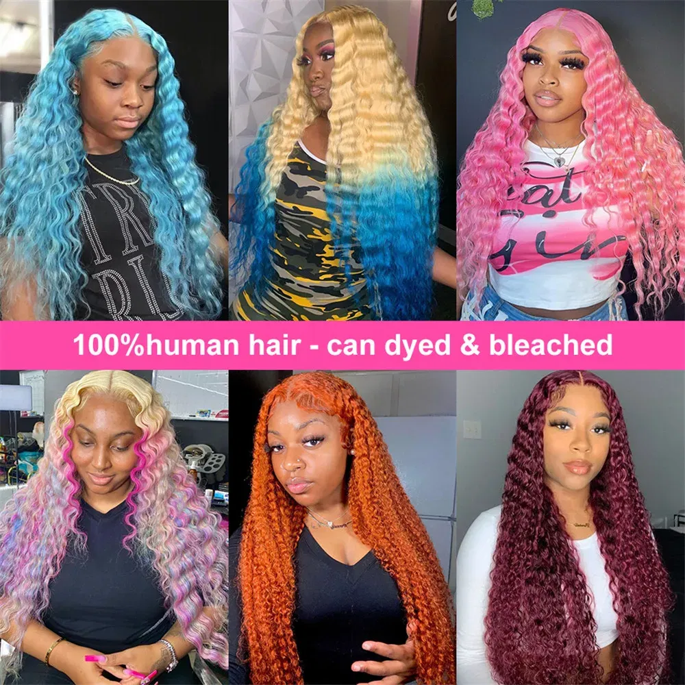 Color: #1B, Ships From: CHINA, Stretched Length: 32inches, Density: 150% - 613 Blonde Curly glueless 13x6 Transparent Hd lace front wig Deep Wave human hair 36 inch Brazilian wig pre plucked for women
