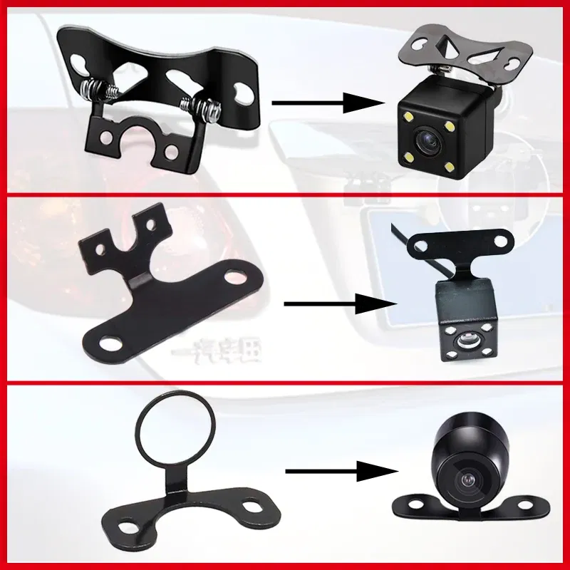 Color Name: Black - Universal Car Rear Camera Mounting Bracket Black Stainless Steel Holder Case For DVR/Rearview/Back Up/Reserve Camera