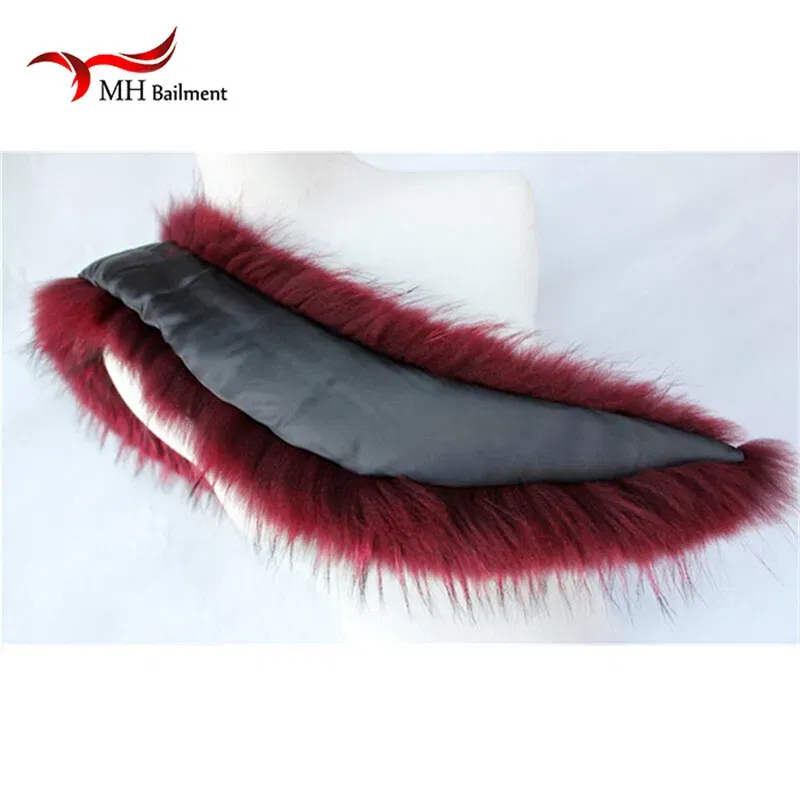 Color: Blue, Size: XXL - Real Raccoon Fur Scarves Woman 100% Pure Natural Raccoon Fur Collar Warm Winter Scarves Red Fox Fur Collar L#1