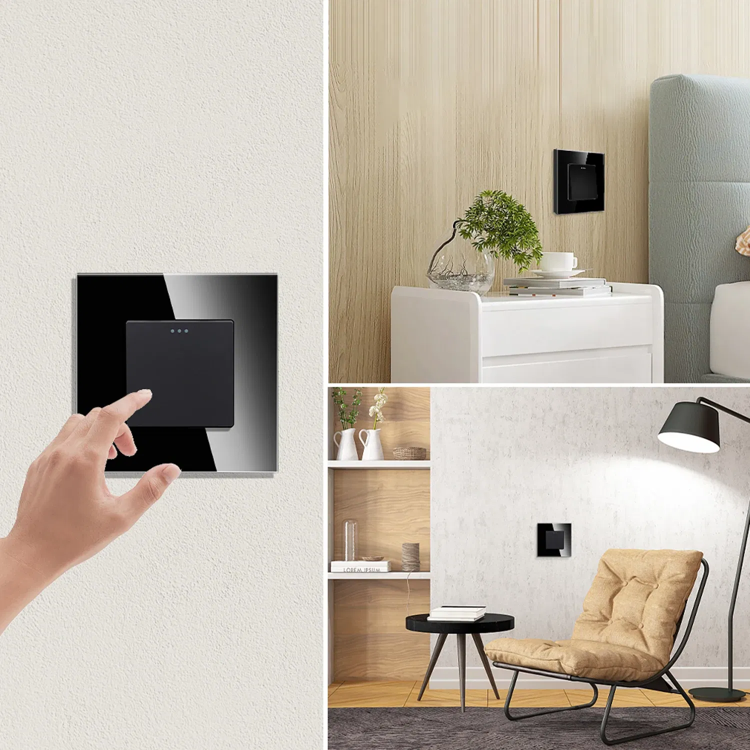 Color: GRAY, Size: 3XL, Ships From: CHINA - Bingoelec Push Button Switch 1/2/3 Gang 1 Way 2 Way 3 Way EU Standard Home light Switch Crystal Glass Panel Wall switch
