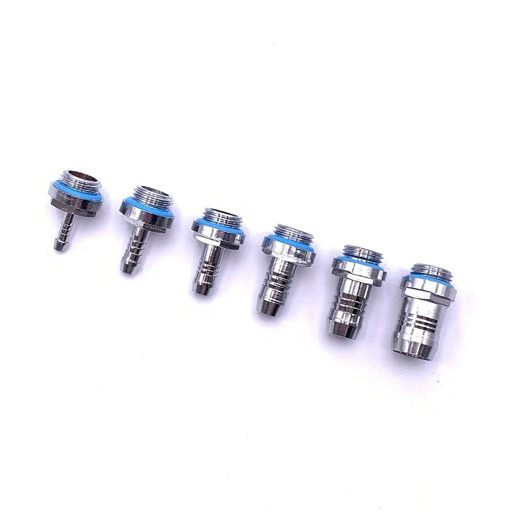 Color: grey - 6pcs PC Water Cooling Barb Fitting Two-Touch Fitting G1/4 Thread Barb Connector for Computer Cooling System 4/6/7.2/9/11/14mm