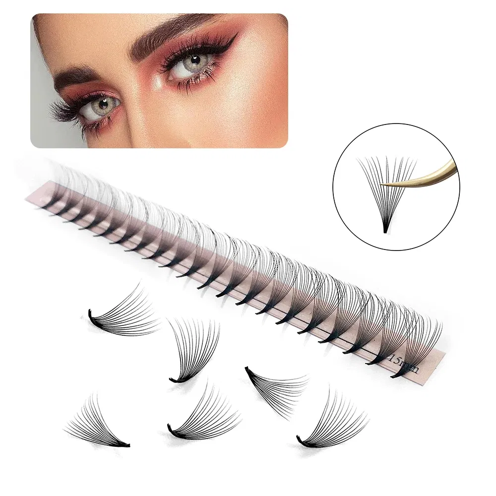 Color: Brushed Slate, Curl: C, Thickness: 0.07mm, Length: 11mm, Ships From: CHINA - Goddess Premade Volume Fans 5D 6D 10D 12D 14D 16D 20D  Individual Lashes Extension Pointy Stem Russian Volume Fans 120/320 fans