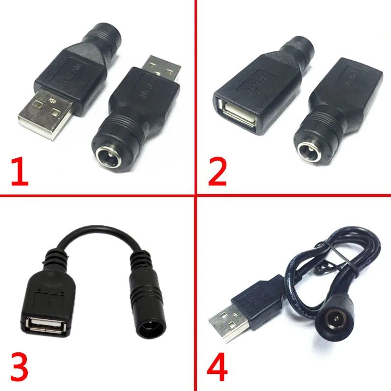 Color: green - Usb Male to Female 5.5*2.1mm DC Power Adapter 12v DC Plug 3.5*1.35mm Female Converter For Charger Extension