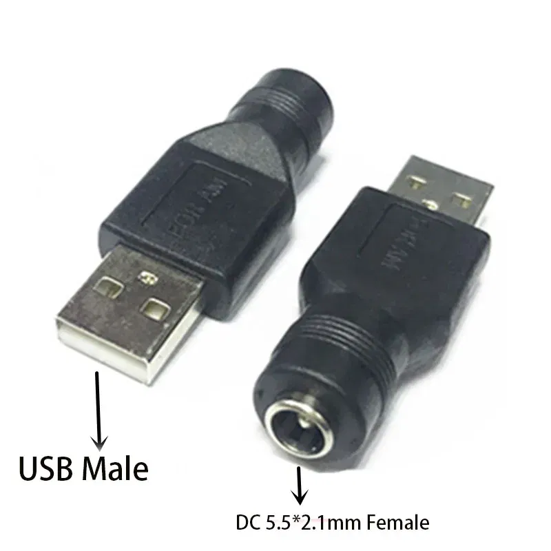 Color: green - Usb Male to Female 5.5*2.1mm DC Power Adapter 12v DC Plug 3.5*1.35mm Female Converter For Charger Extension