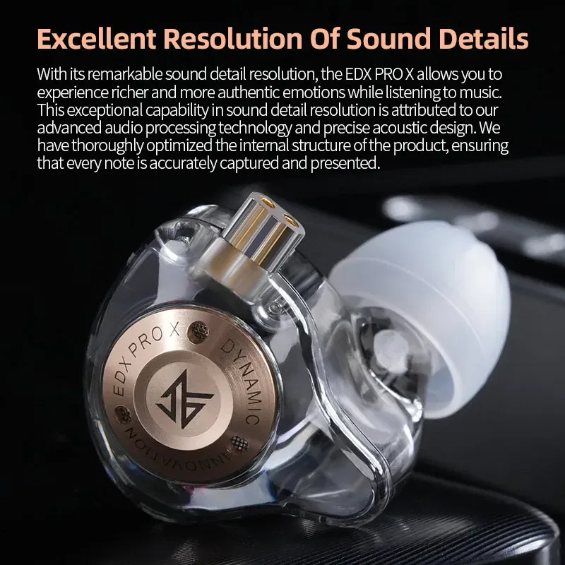 Color: GRAY - KZ EDX PRO X Dynamic Drive Headphones HIFI Heavy Bass Earbuds Sports Metal Headphones Detachable Headphones 2PIN