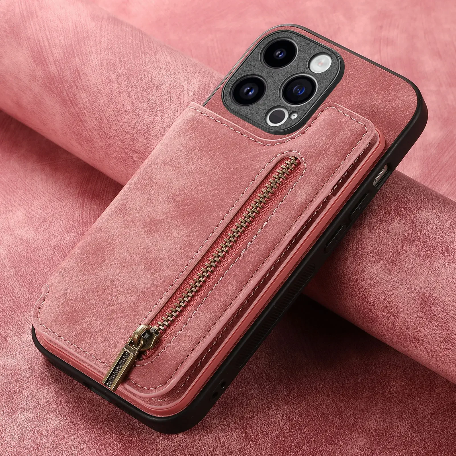 Color: SKY BLUE, Material: ABS - Leather Zipper Wallet with Card Holder Phone Case for IPhone 15 14 11 Pro Max 13 12 Mini X XR XS Max 8 7 Plus Shockproof Cover