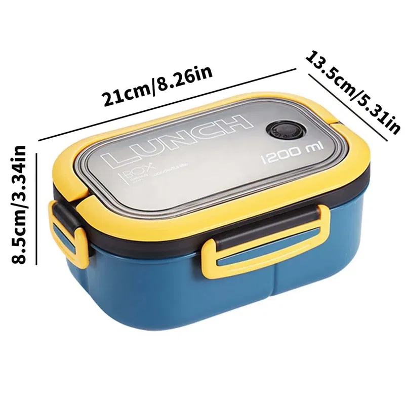 Color: Blue, Number of Compartments: 5, Number of Tiers: 2, Lunch Box Capacity: 1000ml - 1200ML 2 Layer Bento Lunch Box With Spoon Fork, Kid High Capacity Microwae Food Containers Portable Leakproof Office Camping