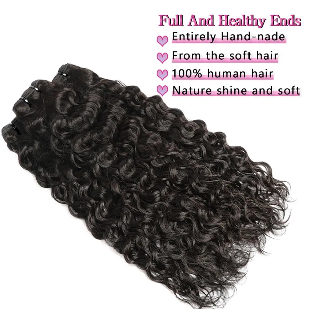 Color: #1, Material Grade: Remy Hair, Longest Hair Proportion: 25%-30%, Ships From: CHINA, Stretched Length: 26 26 26 26 - Water Wave Bundles 10A Peruvian 100% Human Hair Bundles 1 3 4 Bundles Deal Wet And Wavy Curly Hair Extensions