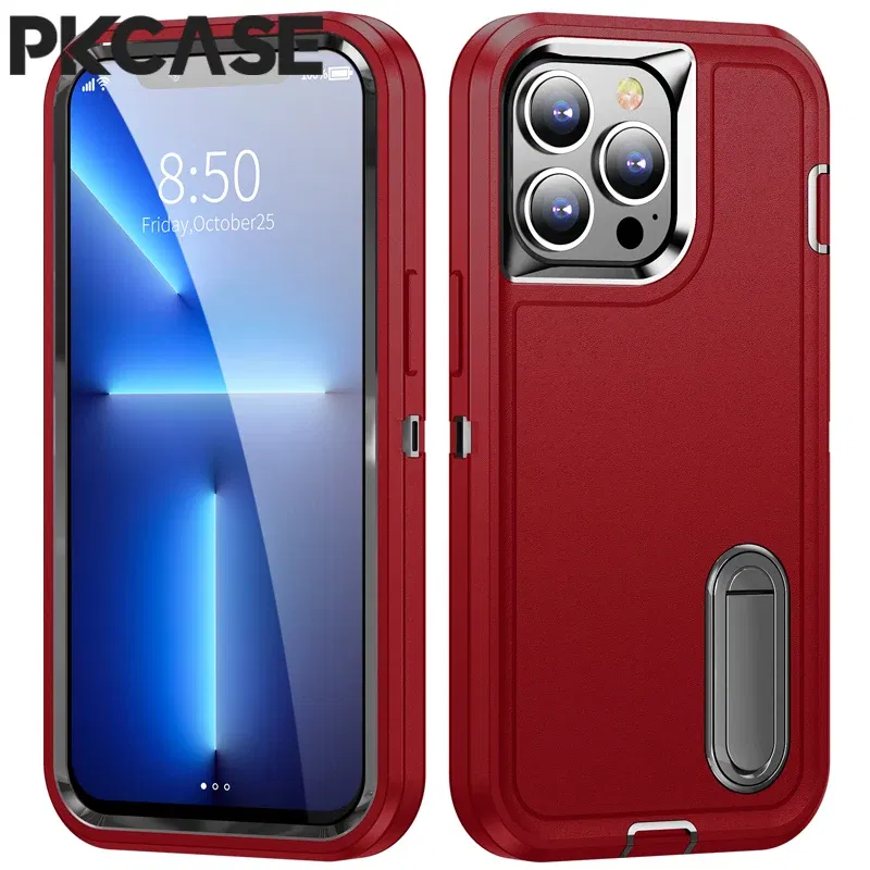 Color: black, Material: ABS - PKCASE Shockproof Case For iPhone 13 Mini 12 11 Pro Max 6 7 8 Plus Bracket Protective Cover For iPhone X XS XR SE 2020 2022