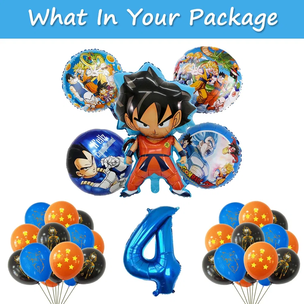 Color: Navy Blue, Ships From: CHINA - Goku Dragon Ball Z Kids Birthday Party Gift Decoration Boy Tableware Party Supplies Plate Cup Tablecloth Foil Balloon CakeTopper