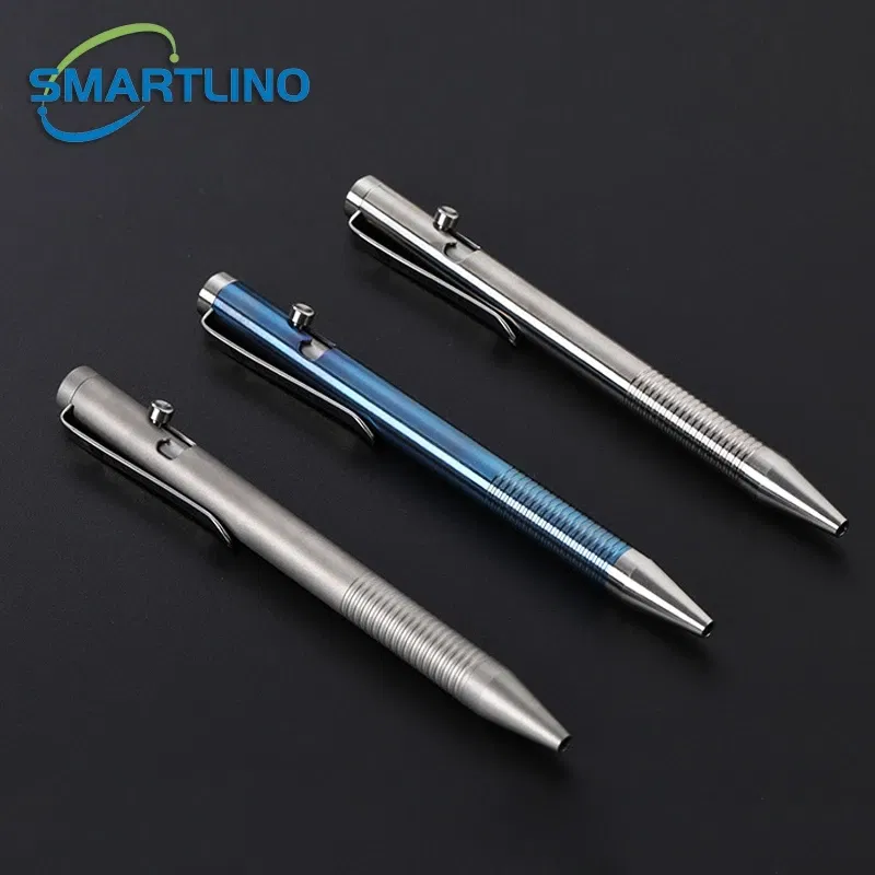 Color: Ivory - High Quality Titanium Tactical Bolt Action Ballpoint Pen Self Defense EDC Writing Tools for Outdoor Traveling Office Gift