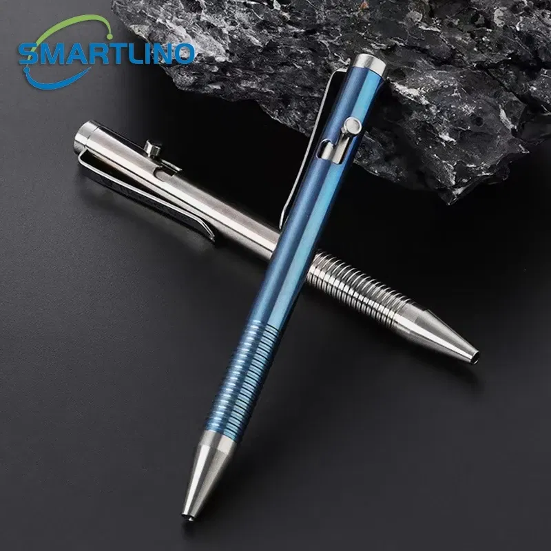 Color: Ivory - High Quality Titanium Tactical Bolt Action Ballpoint Pen Self Defense EDC Writing Tools for Outdoor Traveling Office Gift