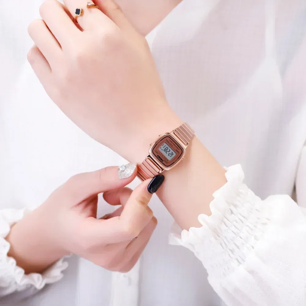 Color: Gold, Ships From: CHINA - SKMEI1901 Women Top brands Luxury 3Bar Waterproof Ladies Watches Small Dial Digital Watch Relogio Feminino  Fashion Sport Watch