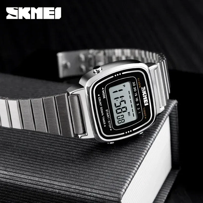 Color: Gold, Ships From: CHINA - SKMEI1901 Women Top brands Luxury 3Bar Waterproof Ladies Watches Small Dial Digital Watch Relogio Feminino  Fashion Sport Watch