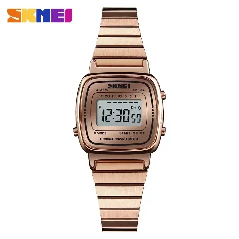 Color: Gold, Ships From: CHINA - SKMEI1901 Women Top brands Luxury 3Bar Waterproof Ladies Watches Small Dial Digital Watch Relogio Feminino  Fashion Sport Watch