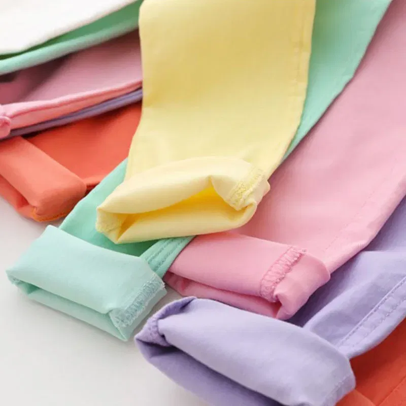 Color: Yellow, Kid Size: 3T - Girls Pants Children Kids Pencil Pants Spring Summer Fashion Candy Colors
