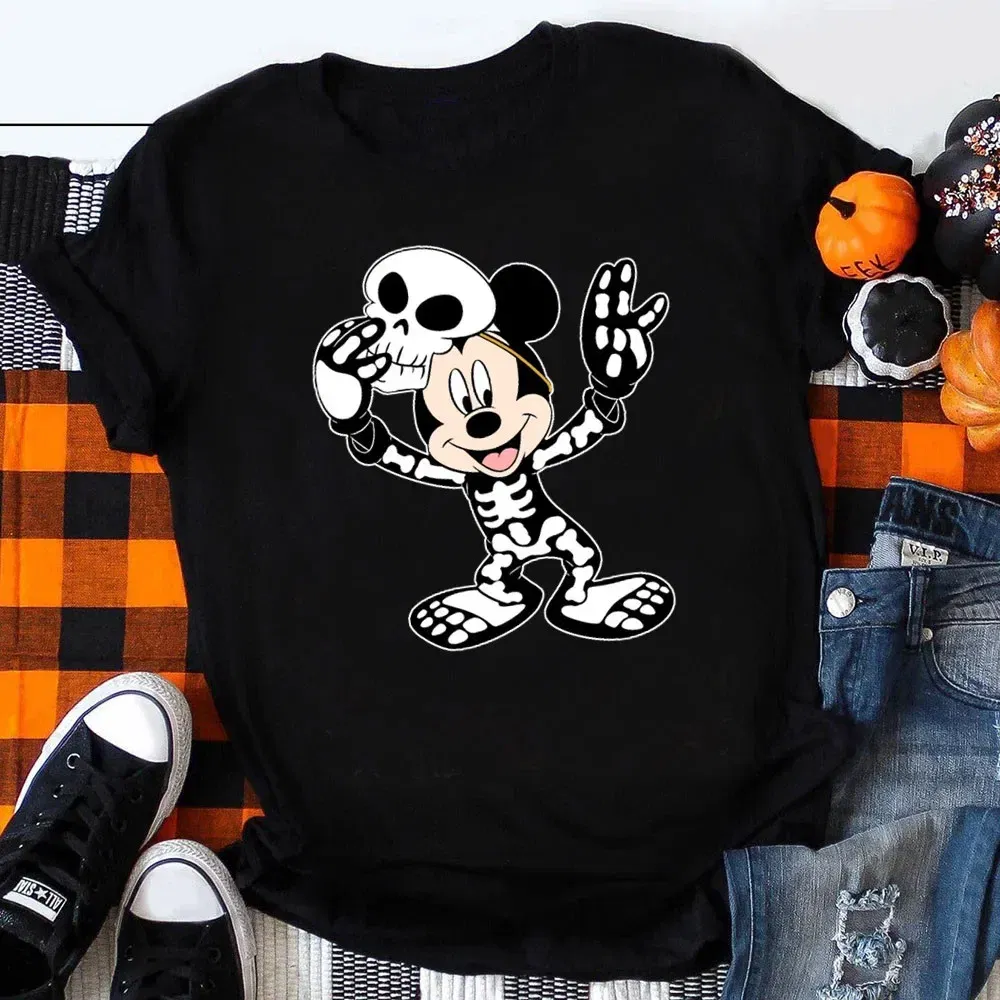Color: Lavender, Kid Size: 4T - Funny Mickey Minnie Mummy Print Disney Children Cotton T Shirts Trick Treat Fashion Halloween Cute Kid Clothes Girls Streetwear