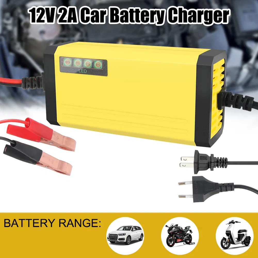 Color: Gold - 12V 2A Car Battery Charger 220V Power Puls Repair Charger Wet Dry Lead Acid Battery LED Display Moto Truck Battery Charger