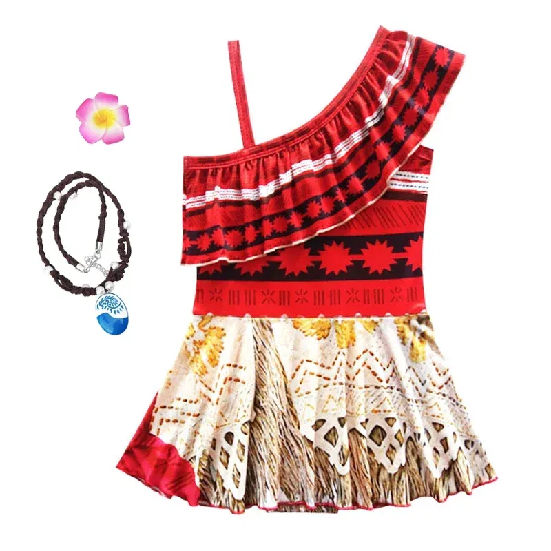 Color: Gold, Kid Size: 9M - Moana 2 Swimsuit Summer Holiday Beach Girls Two-piece Bikini Toddler Adventure Outfit Pool Party Vaiana Fancy Dress Up
