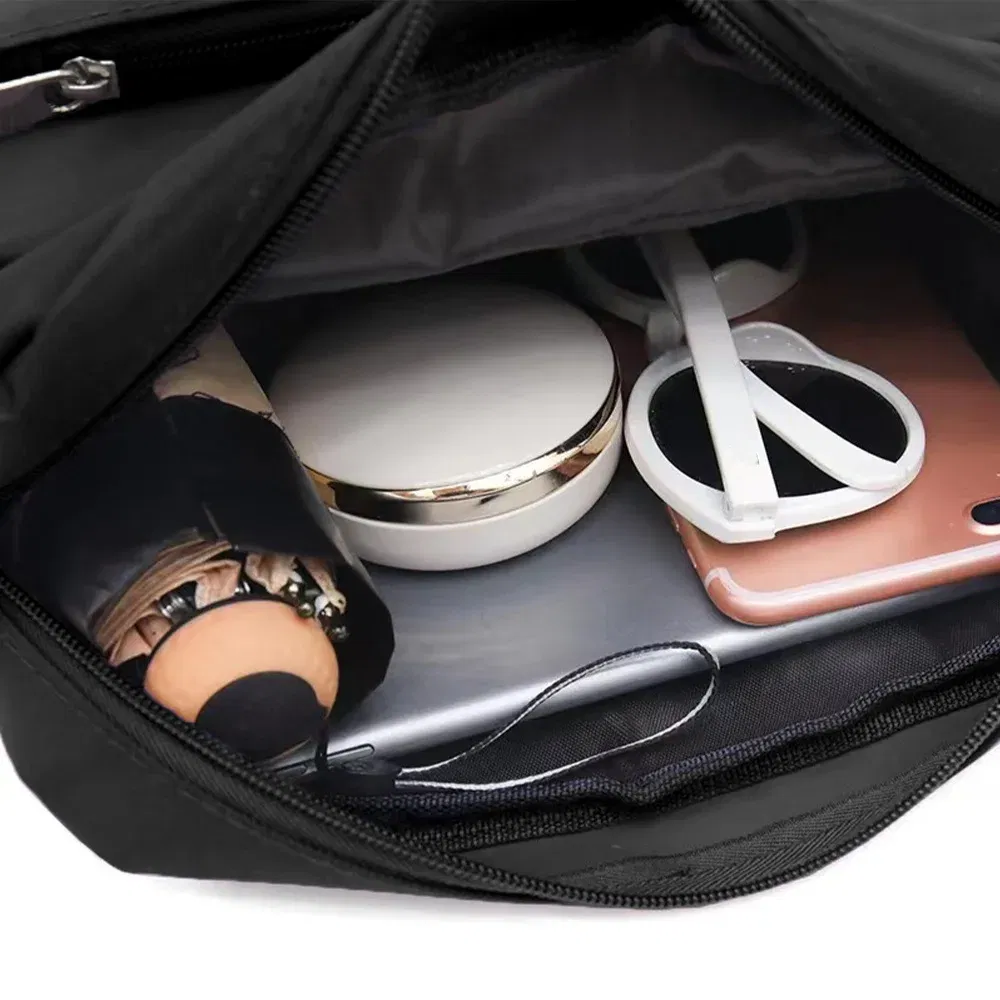 Color: MULTI - New Fashion Multi-layer Travel Leisure Simple Storage Bag Black Gold Letter Series Printing Pattern One Shoulder Crossbody Bag