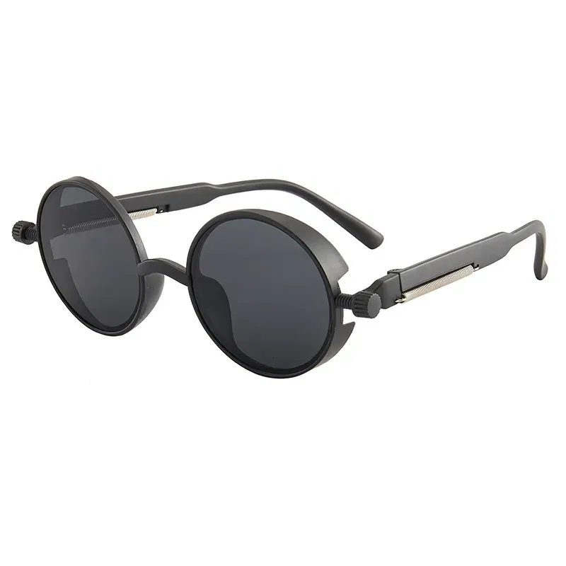 Lenses Color: Silver - Classic Gothic Steampunk Sunglasses Luxury Brand Designer High Quality Men and Women Retro Round Pc Frame Sunglasses