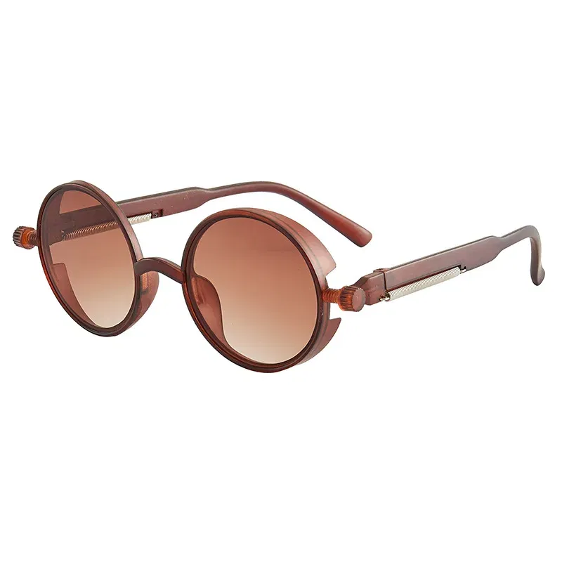 Lenses Color: Silver - Classic Gothic Steampunk Sunglasses Luxury Brand Designer High Quality Men and Women Retro Round Pc Frame Sunglasses