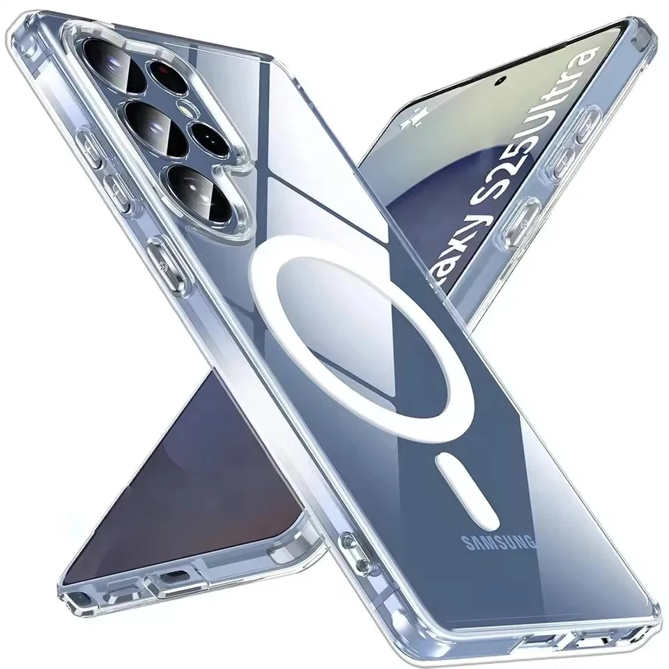 Color: Clear, Material: PP - For Samsung Galaxy Note 10 PLUS 20 Ultra A05 A05S A06 A15 A16 A26 A35 A36 A54 For Magsafe Magnetic Wireless Charging Phone Case