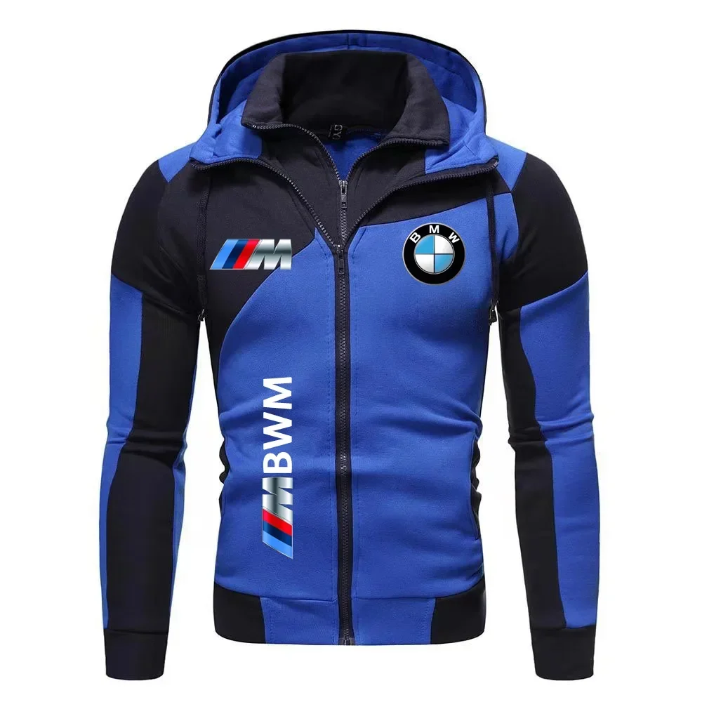 Color: GRAY, Size: L, Ships From: CHINA - Motorcycle Jacket, BMW Logo Printed Cotton Sweatshirt, Hooded Sweatshirt, BMW Logo Autumn Men's Double Zipper Cardigan Jacket ..